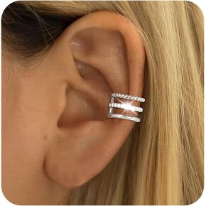 Ear Cuffs Non Piercing, Dainty 14K Gold Plated/Sterling Silver Cubic Zirconia Ear Cuff Earrings for Women Hypoallergenic Clip on Cartilage Earring Cuff Earrings for Women Trendy Jewelry Gifts