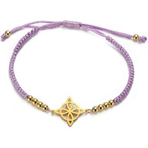 EUEAVAN Witch Knot Bracelet Irish Trinity Celtic Knot Bracelet Handmade Braided Rope Lucky Red String Bracelet Adjustable Beaded Couple Triquetra Wiccan Amulet Jewelry