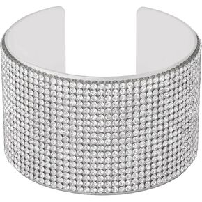 Sacina Long Silver-tone Rhinestone Cuff Bracelet, Tennis Bracelets for Women, Rhinestone Bracelet for Women, Cuff Bracelet, Bridal Jewelry, Christmas Jewelry Gifts for Women
