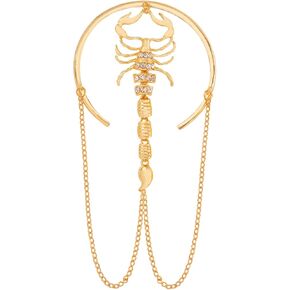 Adjustable Punk Crystal Scorpion Upper Arm Cuff Open Arm Band Bracelet Gold Plated Boho Chain Tassel Armlet Armband Bangle Jewellery Accessories for Women