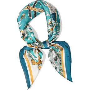 26.8" Square Neckerchief for Men Women Silky Satin Scarf Headbands Versatile Floral Bandana Handkerchief