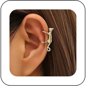 Minimalist Cat Ear Cuff Earring Cute Cat Ear Climber Crawler Earring Animal No Piercing Earring Small Gold Cat Cartilage Clip Earring Cat Clip On Earrings Jewelry for Women