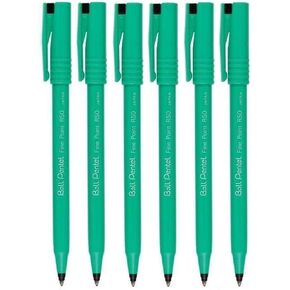 Pentel Black R50 Rollerball Ball Pen Pens Fine 0.8mm Cushioned Nib Tip 0.4mm Line Width 77% Recycled (Pack of 6)