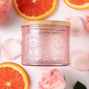 Art Secret 10 oz Embossed Glass Candle Container with Tin Lids and Labels, Red Candle Jars for Making Candles,Mandala Design - Pack of 9