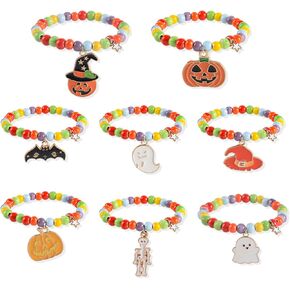 Halloween Beads Bracelets for Girls - Spooktacular Charms for Kids' Halloween Jewelry,for Halloween Party favors,kids bracelets Girls Boys Halloween Bracelets