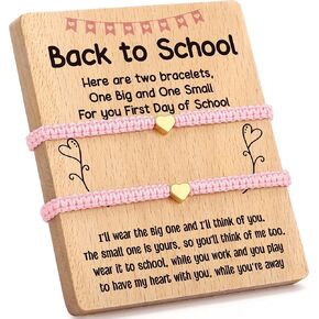 Mother Daughter Matching Bracelets, First Day of Kindergarten Bracelets for Mon and Daughter, Mommy and Me, Daughter Back-to-School Gift