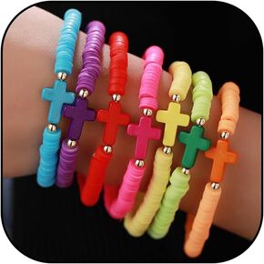 Cross Bracelet Rubber Cross Bracelets Elastic Stretch Prayer Bracelet Friendship Cross Gifts Boho Summer Beach Jewelry Communion Gifts