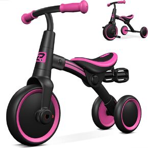 2-in-1 Kids Balance Bike and Tricycle for 18 Months to 3 Years, Easy Assembly, Balance Bike for 2 Year Old with Built-in Pedal Storage, Toddler Tricycle with Sturdy Frame, Green