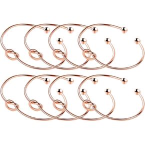 ANBALA Love Knot Bangle Bracelet Bridesmaid Gifts Bracelets, Tie The Knot Cuff Bangle Stretch Bracelet for Bridesmaid, Rose Gold Tone, Set of 3 4 5 6 7 8