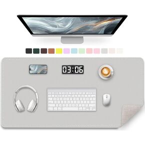 Large Desk Mat 35.4" x 17", PU Leather Desk Pad Protector, Non-Slip Large Mouse Pad for Desk, Waterproof Computer Desk Mat, Office Desk Pad for Keyboard Mouse (Light Green)