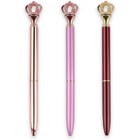 YOUMI Pens Refills 20 Pcs 3.23in Ballpoint Pen Refills Refillable Replaceable Sparkling Bling Diamond Crown Top Ballpoint Pen Refills Black Ink Refills Roller Ball Pen Refills Medium Point Pens Refill