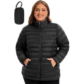 ANOTHER CHOICE Plus Size Puffer Jacket for Women, Lightweight Packable Stand Collar Winter Puffer Coat in Kuwait