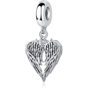 QeenseKc 12 Birthstone Angel Wing Dangle Charm for Pandora Bracelet Women Present