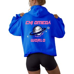 Go Greek Chic Chi Omega is out of this World Hoodie - Blue Hooded Sweatshirt for Sorority