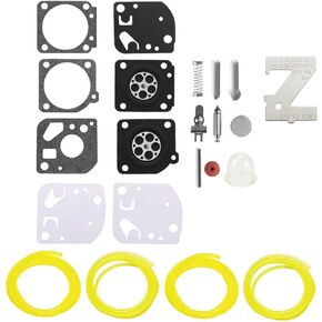 RB-29 Carburetor Rebuild Kit for Zama C1U Series Homelite Ryobi A03979 Carb Gasket Diaphragm String Trimmer Blower with ZT-1 Metering Gage 4 Size Fuel Line