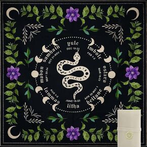 Knana Tarot Cloth Altar Cloth Tarot Mat Witchcraft Tarot Cloth Silk for Reading Tarot Accessories Tarot Cloth for Spread - with Tarot Card Bag (Black Snake)