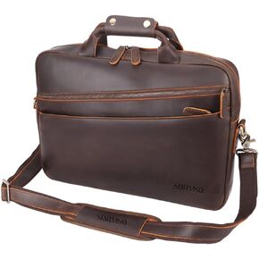 STAR VISTA Tortona 17 inches Laptop Messenger Bag, Full Grain Leather Briefcase for Men, Women, Business Travel, YKK Zippers and Brass Hardware