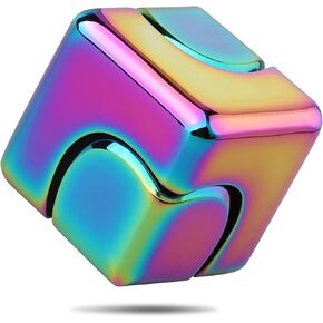 Dilabnba Infinity Cube Fidget Spinner Toy for Kid Adult, Metal EDC Fidget Block Figner Spinner 4 in 1 Focus Spinning Toy, Cool Sensory Desk Gadget Stress Relief Gift for Boy Girl Teen Men (Rainbow)
