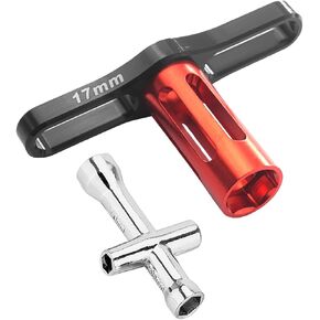 17mm Wheel Hex Wrench & 4/5/5.5/7mm Small Sleeve Hex Socket Wheel Spanner Tool for 1/8 1/10 RC Car Truck Crawler Truggy Buggy Tires Tyre