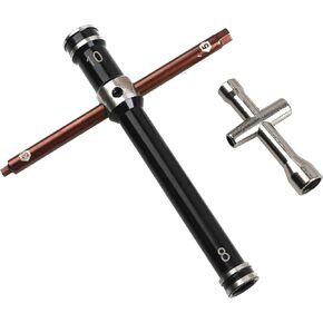 ShareGoo RC Glow Plug Removal Tool 8mm 10mm Cross Wrenches Sleeve 3mm 5mm Hex Screw Driver & Small Cross Socket Spanner for RC Car Boat Universal RC Repair Tool