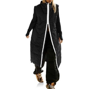 Cicy Bell Womens Long Quilted Puffer Vest Lightweight Sleeveless Winter Jackets Side Slit Packable Coats