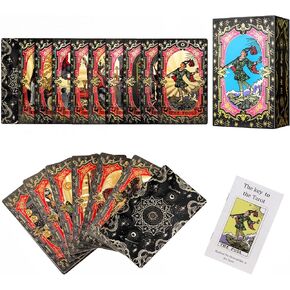 SUNHHX Tarot Cards, 78 Gold foil Tarot Cards Deck for Beginners and Professional Player with Box Tarot PVC Durable Waterproof Wrinkle Resistant