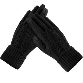 Trifabricy Womens Winter Gloves, Warm Thick Lined Touchscreen Gloves, Elastic Cuff Knit Gloves for Women Men Cold Weather