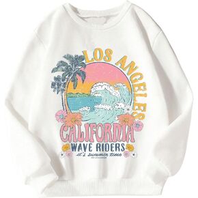 SHENHE Girl's Floral Letter Graphic Crewneck Long Sleeve Drop Shoulder Pullover Sweatshirt Top