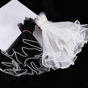 2PCS 4.5 Yard Bouquet Wrapping Paper ，Black and White with Pearl Florist Wrapping PaperFresh Flower Wrapping Mesh Paper Bouquet Floral Packaging Paper Wrinkled Wavy Net Yarn Flower Paper Wrapping