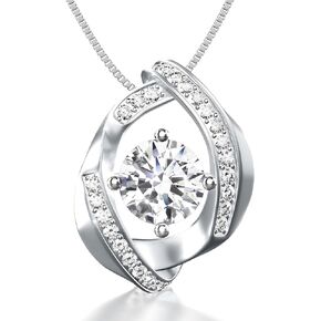 Certified Moissanite Pendant Necklace- Gift for Women- Silver Plated Necklace with Moissanite Diamond- Gift for Her, Gift for Wife Girlfriend Mother Birthday Gift