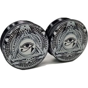 Eye of Horus Illuminati Ear Plugs - Acrylic Screw-On - 10 Sizes *Pair* (00 Gauge (10mm))