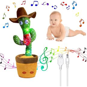 Dancing Cactus Repeats What You Say, Talking Sunny The Cactus Toy USB Charging, Dancing Lighting Recording Mimicking Cactus Toy Home Decoration Plush Toy for Kids (Sand Hammer)
