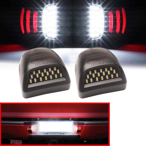 Leesoot 2 Pcs Error Free Red & White LED License Plate Light Compatible with 1999-2013 Chevy Avalanche Silverado Tahoe Suburban Traverse GMC Sierra Yukon Cadillac Escalade License Tag Lamp 15049281 in Saudi Arabia