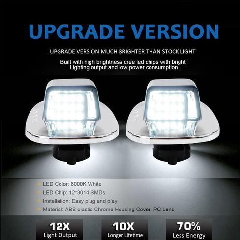 Bestview LED لوحة ترخيص ضوء علامة مصباح الكروم مع مشبك التجنيب لـ 1988-1999 تشيفي جي إم سي سيلفرادو سييرا C/K سلسلة 1500 2500 3500 سوبربان بليزر تاهو يوكون سونوما، حزمة من 2 in Kuwait