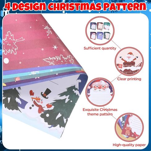 60 Sheets Christmas Letter Paper 6 Designs 8.5 x 11 Inch Santa Snowman Reindeer Letter Printing Paper, Delicate Christmas Stationery Paper for Xmas Notes Greeting Office School Printing in Kuwait