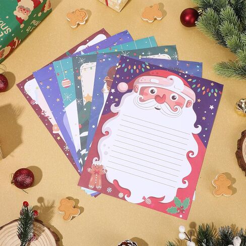 60 Sheets Christmas Letter Paper 6 Designs 8.5 x 11 Inch Santa Snowman Reindeer Letter Printing Paper, Delicate Christmas Stationery Paper for Xmas Notes Greeting Office School Printing in Kuwait