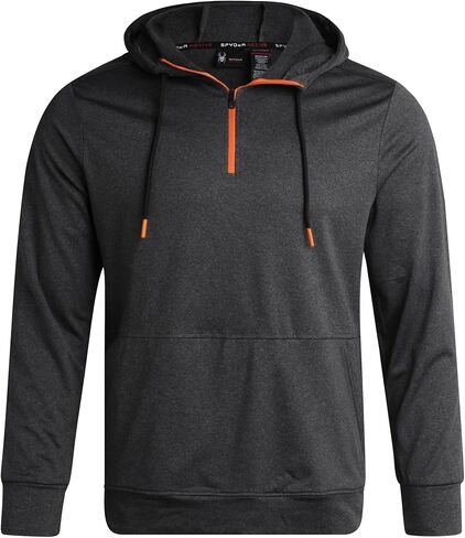 Spyder Men's Pullover Hoodie - Quarter Zip Comfort Fit Hoodie Sweatshirt with Reflective Trim - Active Hoodie for Men (S-XL) in Saudi Arabia