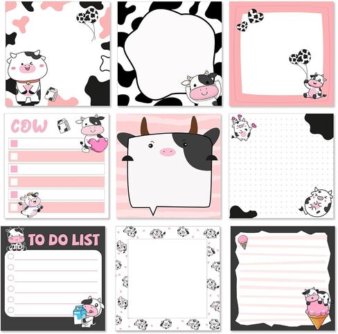 9 Pads Cute Sticky Notes Cartoon Animal Self Stick Notepads 3x3 Inches Notes Adhesive Memo Pad Office Decor Gifts for Students School Office Meeting (Highland Cow) in Saudi Arabia