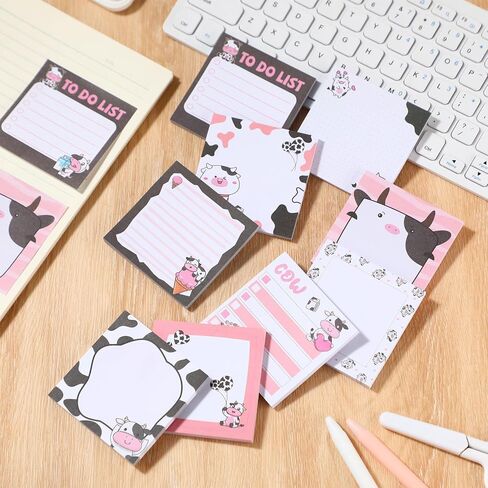 9 Pads Cute Sticky Notes Cartoon Animal Self Stick Notepads 3x3 Inches Notes Adhesive Memo Pad Office Decor Gifts for Students School Office Meeting (Highland Cow) in Saudi Arabia