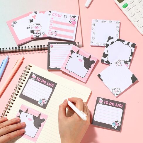 9 Pads Cute Sticky Notes Cartoon Animal Self Stick Notepads 3x3 Inches Notes Adhesive Memo Pad Office Decor Gifts for Students School Office Meeting (Highland Cow) in Saudi Arabia