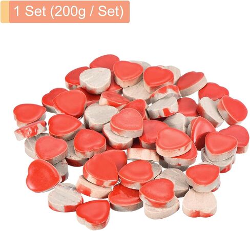 MECCANIXITY 200 جرام بلاط فسيفساء سيراميك للحرف اليدوية ، بلاط سيراميك أحمر على شكل قلب لأطقم الفسيفساء حديقة مدخل كأس حصيرة in Saudi Arabia