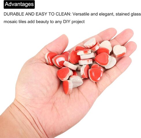 MECCANIXITY 200 جرام بلاط فسيفساء سيراميك للحرف اليدوية ، بلاط سيراميك أحمر على شكل قلب لأطقم الفسيفساء حديقة مدخل كأس حصيرة in Saudi Arabia