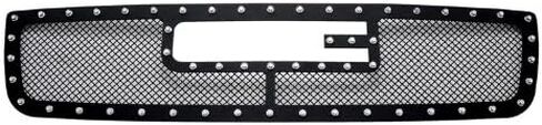 APS Premium Stainless Steel Black Mesh Rivet Grille Insert Compatible with GMC Sierra 1500 1500HD 2500HD 3500 2003-2006 & 2500 03-04 & 07 Classic Style Main Upper N19-H1775LG in Saudi Arabia