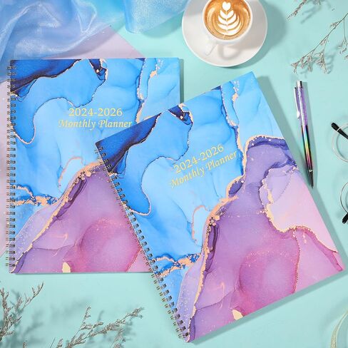 مخطط شهري 2024-2026 - مخطط تقويم شهري، 24 مخطط شهري مع علامات تبويب وجيب، يوليو 2024 - يونيو 2026، 8.5 بوصة × 11 بوصة، 2025-2026 مخطط شهري مع جهات الاتصال وكلمات المرور، غطاء أزرق in Kuwait