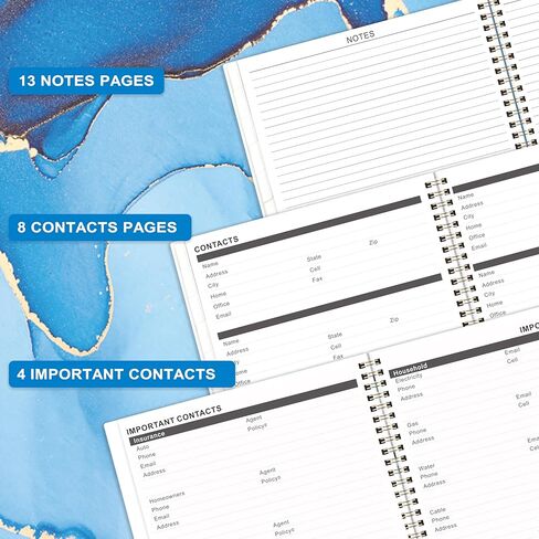 مخطط شهري 2024-2026 - مخطط تقويم شهري، 24 مخطط شهري مع علامات تبويب وجيب، يوليو 2024 - يونيو 2026، 8.5 بوصة × 11 بوصة، 2025-2026 مخطط شهري مع جهات الاتصال وكلمات المرور، غطاء أزرق in Kuwait