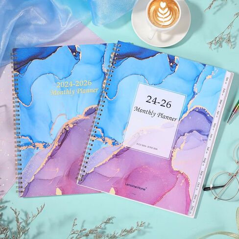 مخطط شهري 2024-2026 - مخطط تقويم شهري، 24 مخطط شهري مع علامات تبويب وجيب، يوليو 2024 - يونيو 2026، 8.5 بوصة × 11 بوصة، 2025-2026 مخطط شهري مع جهات الاتصال وكلمات المرور، غطاء أزرق in Kuwait