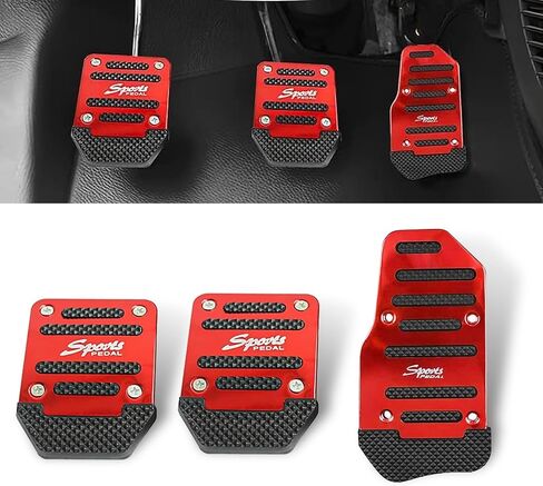 3 PCS Car Accelerator Pedal Covers, Aluminum Alloy Clutch Pedals, Anti-Skid Manual Transmission Brake Pedals, Suitable for Most Cars (Silver) in Saudi Arabia