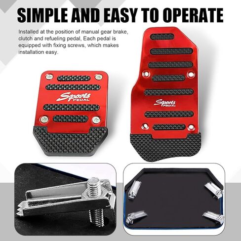 3 PCS Car Accelerator Pedal Covers, Aluminum Alloy Clutch Pedals, Anti-Skid Manual Transmission Brake Pedals, Suitable for Most Cars (Silver) in Saudi Arabia