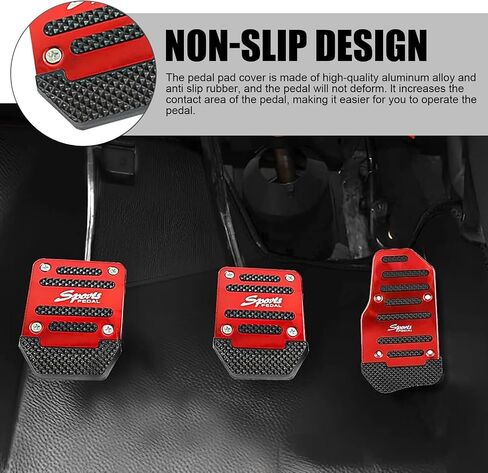 3 PCS Car Accelerator Pedal Covers, Aluminum Alloy Clutch Pedals, Anti-Skid Manual Transmission Brake Pedals, Suitable for Most Cars (Silver) in Saudi Arabia