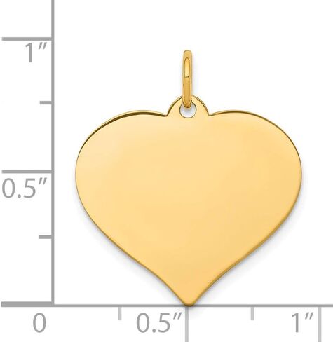 Solid 14k Yellow Gold Heart Disc Charm Engravable Pendant - 24mm x 20mm in Saudi Arabia